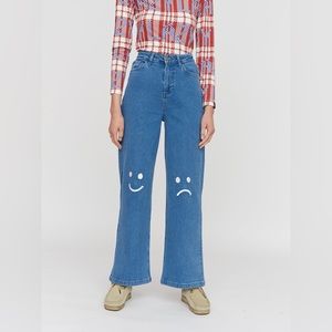 NWT Lazy Oaf Happy Sad Wide Leg Jeans - Women’s US Size 8 / 30”